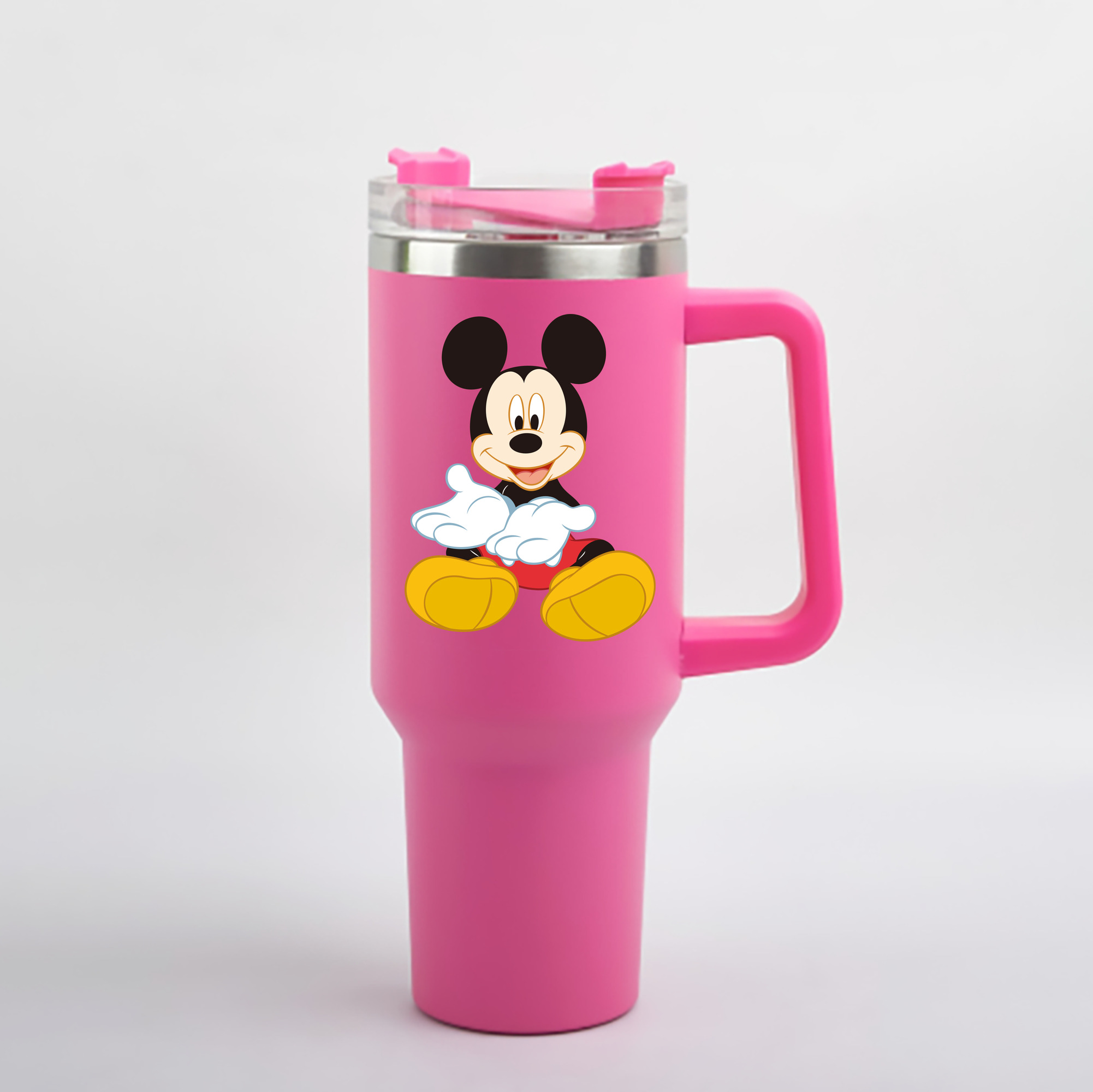 （画像用） ミッキーマウス Mickey Mouse 1200mL車用タンブラー - クリスタルステッカー（プラスチックストロー付き）